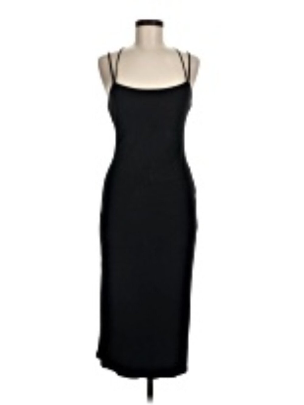 Reformation M Fitted Black Midi Dress